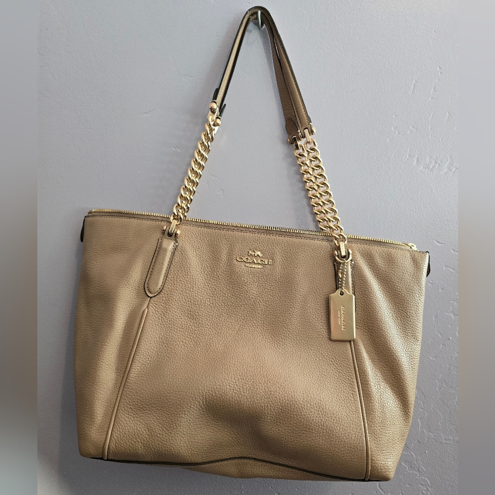 Coach Ava Chain Tote Taupe